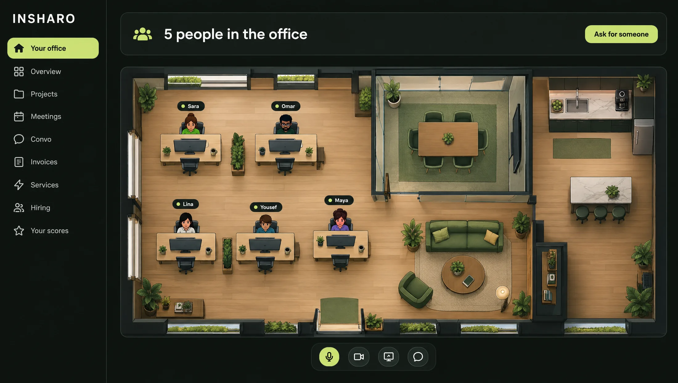 INSHARO virtual office inside the client portal